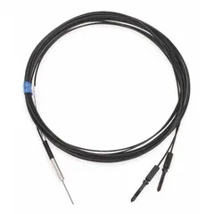 Diffuse fiber optic cable with a 1/32 in diameter cylinder pin head and 2 m cable length. Designed for use with fiber optic sensors in industrial automation, enabling detection in confined spaces and tight machinery.