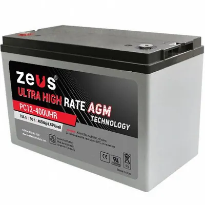ZEUS BATTERY PRODUCTS Sealed Lead Acid Batteries: 12V DC, 104 Ah Capacity, 8.39 in Ht - AGM Sealed Lead Acid Batteries