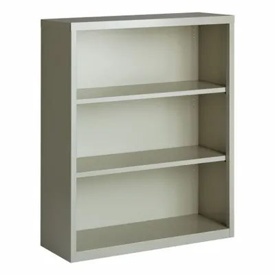 HIRSH Bookcase: Gray, Steel, 42 in Overall Ht, 34 1/2 in Overall Wd, 13 in Overall Dp - Stationary Bookcases