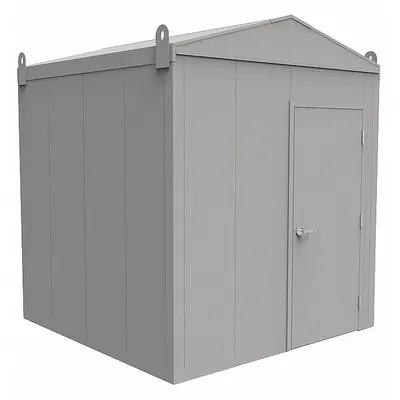PORTA-KING Storage Shed: 512 cu ft, 96 in x 96 in x 110 in, Gray - Outdoor Equipment Enclosures