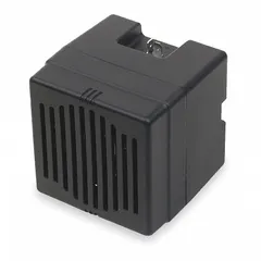 Electric-powered high-tone horn for passenger vehicles. Operates on 12-60V DC and produces a maximum sound level of 114 dB. Black, unfinished finish. Suitable for use as a warning signal in cars, trucks, and vans.