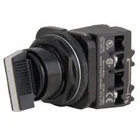 SIEMENS Selector Switch: 30 mm Panel Mounting Size, 2 Positions, Short Lever, 1NO, Metallic (MPN 52SX2AABK1)