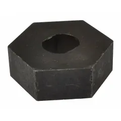 This brake nut is a replacement component for electric chain hoists. It secures the brake assembly to ensure safe load holding and controlled descent during lifting operations in industrial settings such as warehouses, factories, and construction sites.