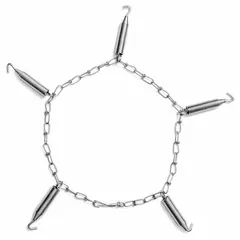 These PEERLESS tire change tighteners are carbon twist link chain links used for securing tires during changes. They are suitable for automotive repair, fleet maintenance, and material handling operations requiring reliable tire fastening.
