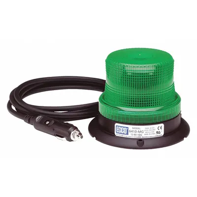 ECCO Beacon Light: Flashing Beacon, Green, 3 7/8 in Overall Ht, LED - Vehicle Flashing Beacons