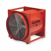 This axial fan delivers up to 2,900 cfm max flow in free air, powered by a 1/2 hp motor at 115 V AC. It features a 16 in duct diameter and a metal housing. Typical applications include ventilation of confined spaces such as tanks, vaults, and manholes for fresh air supply or fume exhaust