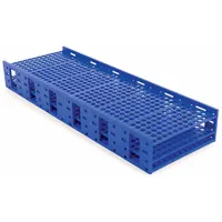 Tube Rack: 10 in Overall Wd, 4 1/4 in Overall Ht, 27 1/8 in Overall Lg, Polypropylene, Blue (MPN 120113)