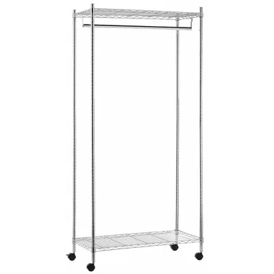 HONEY-CAN-DO Garment Rack: Rod Design (No ) Hooks, 1 Rod Rods, 73 in Overall Ht - Garment Racks