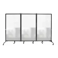 SCREENFLEX Room Divider: 3 Panels, Half Transparent/Half Translucent, Clear Panel, 74 in Overall Ht (MPN CRDFH3)