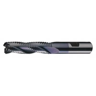 CLEVELAND Roughing End Mill: Cobalt, TiAlN Coated, 4 Flute, Coarse Pitch, 3/8" Mill Dia - General Purpose Cobalt Roughing End Mills
