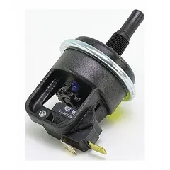 Pressure switch for monitoring gas or air pressure in HVAC systems. Ensures safe burner operation by preventing ignition when pressure is outside safe limits. Used as a replacement part in heating equipment.