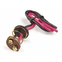 Automotive pigtail assembly with two 7-1/2 inch blunt-cut wires (18 AWG) and two connectors. Constructed with heavy-gauge thermoplastic wire and brass contacts, terminals, and flags. Used for electrical connections in vehicle lighting or sensor circuits