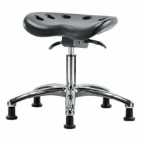 Tractor Stool: Polyurethane, Ht Range 17 1/2 in to 22 1/2 in, 17 in Seat Wd, 14 in Seat Dp, 5 Glides (MPN PTDHSO-CR-RG-BLK)