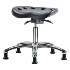 APPROVED VENDOR Polyurethane Lab Stool, 17-1/2" to 22-1/2" Height, 17" x 14" Seat, Aluminum Base with 5 Glides, Black