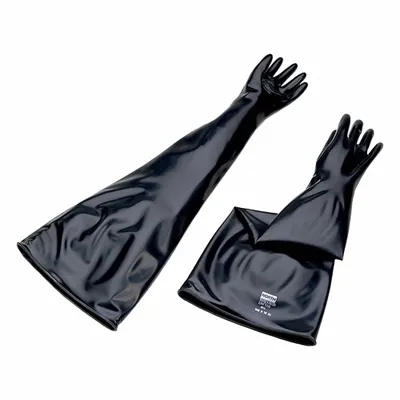 PIP GLOBAL SAFETY Glove Box Gloves: 8 in For Port Size, 30 mil Thick, Black, 32 in Glove Lg - Butyl Glove-Box Gloves