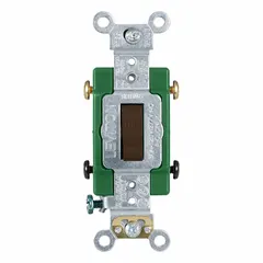This double-pole maintained toggle wall switch is rated for 30 A at 120/277V AC. It is non-illuminated and comes in a brown finish. Suitable for controlling lighting or equipment from a single location in commercial or industrial settings.