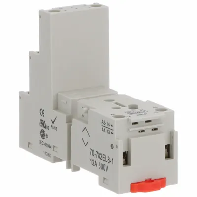 SCHNEIDER Relay Socket: 12 A Rating, DIN-Rail Socket Mounting, 8 Pins, K Socket, Std - DIN-Rail Mounted Sockets