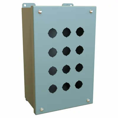 HAMMOND Push Button Enclosure: 22mm, 12 Holes, Carbon Steel - Enclosures for 22mm Operators