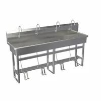 SANI-LAV Wash Station: 45 in Overall Ht, 77 in Bowl Lg, 8 in Bowl Dp, 0.5 gpm Flow Rate, 16 ga (MPN 58FSL-0.5)
