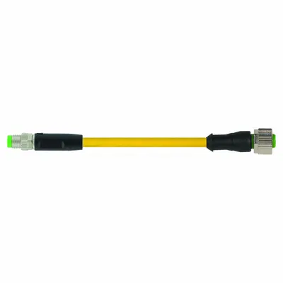MURRELEKTRONIK Cordset: M8 Male Straight X M12 Female Right Angle, PVC, Yellow - M12 x M8 Cordsets with PVC Jacket for Flexing Applications