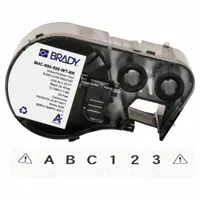 Combined Label and Ribbon Cartridge: 1/2 in, 1/2 in x 25 ft, Vinyl, Black on White (MPN M4C-500-595-WT-BK)