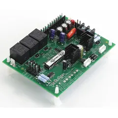 This circuit board is a replacement control board for YORK HVACR systems. It manages system operations including fan, compressor, and safety controls in commercial and industrial heating, ventilation, air conditioning, and refrigeration equipment.