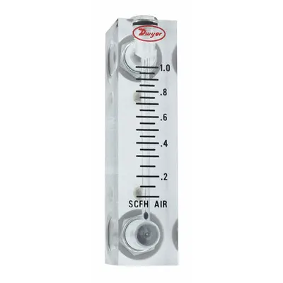 Dwyer Flowmeter: Acrylic Flowmeter, Scale, Variable Area, Inline, Vertical, 0.1 scfh – 1 scfh - Inline Flowmeters for Air & Compressed Gases