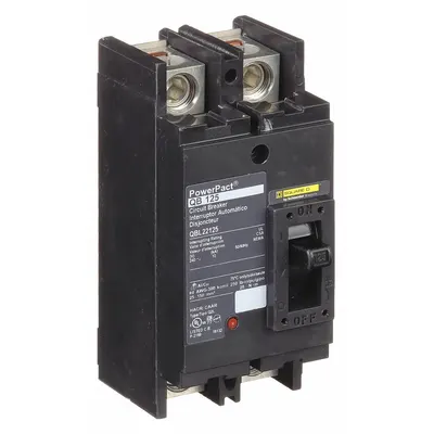 SQUARE D Molded Case Circuit Breaker: 125 A Amps, 10kA at 240V AC, Fixed, Line/Load Lug - Q-Frame Square D Molded Case Circuit Breakers