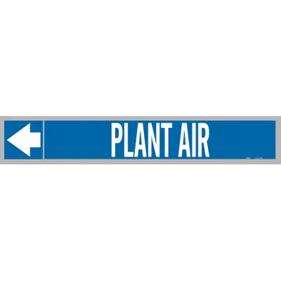 BRADY Pipe Marker: Plant Air, Blue, White, Fits 1 1/2 to 2 in Pipe O.D., 25 Pipe Markers - Plant Air Adhesive Pipe Markers on a Roll