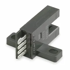 The OMRON EE-SX472 is a T-slot sensor with a built-in connector and NPN output, operating on a DC supply voltage of 5-24V. It is used for position detection of moving machine parts in automation equipment, such as confirming cylinder or actuator position in packaging, material handling, and assembly lines.