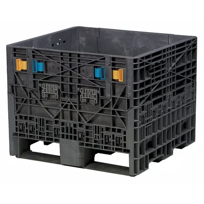 BUCKHORN Collapsible Bulk Container: 8.4 cu ft, 32 in x 30 in x 25 in, Lid Not Included - Collapsible Plastic Bulk Containers
