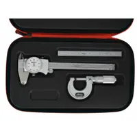 MITUTOYO Precision Measuring Tool Kit: 4 Pieces, Dial Caliper, 0 in to 6 in Caliper Range (MPN 64PKA283)