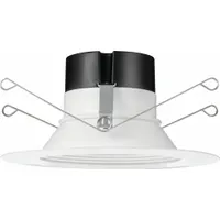 This 6-inch universal trim module delivers 900 lumens with selectable color temperatures of 2700K, 3000K, 3500K, 4000K, or 5000K. It operates at 10.5 watts on 120V AC and features a white finish. Designed for retrofit applications, it replaces 75W incandescent or 26W CFL sources in compatible recessed housings