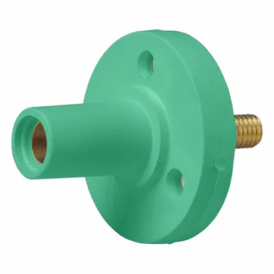 LEVITON Single Pole Receptacle: Green, Straight Taper Nose Mating, Threaded Stud Termination - Receptacles with Threaded Stud Terminations