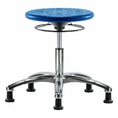 APPROVED VENDOR Cleanroom Stool, Polyurethane, 13 in Seat Wd x 13 in Seat Dp, Ht Range 16 1/4 in to 21 1/2 in, ISO 4, CLR-IPDHSO-CR-RG-BLU