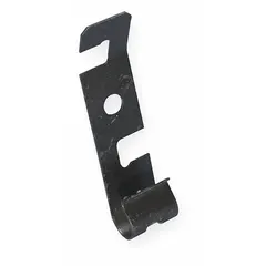 Steel wire rod mount for securing conduit, pipe, and cable to drop wire or rod. Features push-in mounting with no tools required, corrosion-resistant coated gray finish, and 25 lb load capacity. Accommodates wire range 14/2 AWG to 10/3 AWG and 1/4 in trade size conduit. cULus listed.