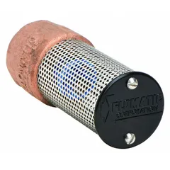 This bronze foot valve is designed for inline installation on the suction side of pumps to maintain prime and prevent backflow. It features a 2-inch FNPT connection, a stainless steel strainer, and a maximum cold working pressure of 250 psi. Suitable for water systems, irrigation, and industrial fluid handling applications.