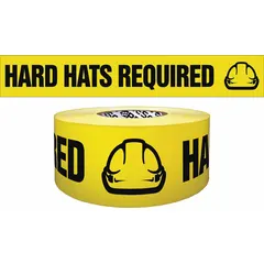 Barricade Tape, 3 in x 1000 ft, Hard Hats Required, Polyethylene, Black