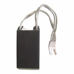 Carbon brush designed to conduct electrical current between stationary and moving parts in General Electric motors. Compatible with model numbers 36A164452AAP21 and 36A164452AA021. Suitable for use in industrial machinery, pumps, and fans requiring brush replacement.