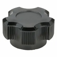 Thermoset 5-arm knob with a threaded hole, 1.63 in diameter, 5/16"-18 thread, and 40 mm thread length. Used for manual adjustment and clamping on industrial machinery, jigs, and fixtures.