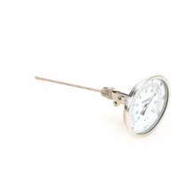This adjustable-angle thread-mount dial thermometer features a 9-inch stem and ±1% accuracy. It measures temperatures from -20°F to 120°F (-30°C to 50°C) and is designed for direct threaded connection mounting. Commonly used in HVAC, refrigeration, and industrial process systems for monitoring air or liquid temperatures