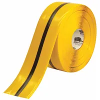Floor Marking Tape: Extra-Durable, Solid with Center Line, Black/Yellow, 4 in x 100 ft, Mighty Line® (MPN 4RYBLKCTR)