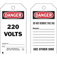 Danger Tags: Black/Red/White, Cotton String, 100 Tags, Electrical Hazard, English, Cardstock, 100 PK (MPN 86649)