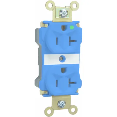 PASS & SEYMOUR Receptacle: Hospital Grade, Duplex, 5-20R, Blue, 125V AC - General Purpose Receptacles