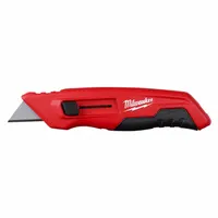 MILWAUKEE Utility Knife: 6 1/2 in Overall Lg, Steel Std Tip, Rubberized, Metal, Red, Button (MPN 48-22-1515)