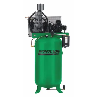 SPEEDAIRE Electric Air Compressor: 7.5 hp, 2 Stage, Vertical, 80 gal, 24.5 cfm, 175 psi - Splash Lubricated Stationary Electric Air Compressors