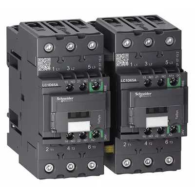 SCHNEIDER Magnetic Contactor: Reversing, 3 Poles, 3NO Contacts, 65 A - Reversing IEC Contactors