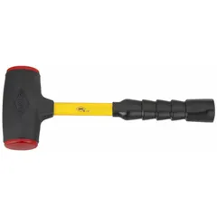 Dead-blow hammer with a 3 lb split head and 2-1/4 in face diameter. The polymer-over-composite handle features a ribbed grip. Used for assembly, disassembly, and forming tasks where controlled impact without rebound is required.