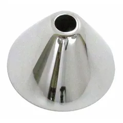 Faucet escutcheon made of brass with a chrome finish. Overall width of 2 1/2 inches. Designed for use with Commander Series faucets to cover the gap between the faucet and mounting surface.
