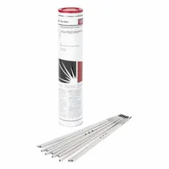 Stainless steel stick welding electrodes classified as E308/308L-17. Each electrode measures 5/32 in diameter and 14 in length, supplied in a 10 lb package. As welded, the deposit exhibits a yield strength of 62 to 68 ksi and a tensile strength of 85 to 92 ksi. Used for welding stainless steels in fabrication, piping, and maintenance applications.